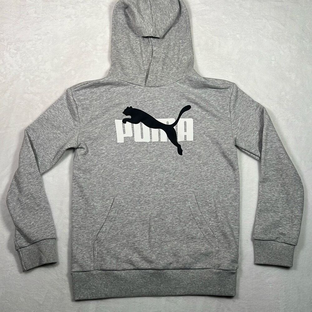 Puma Essentials Big Logo Kid Gray Hoodie‎ Pullover Kid Large NWOT